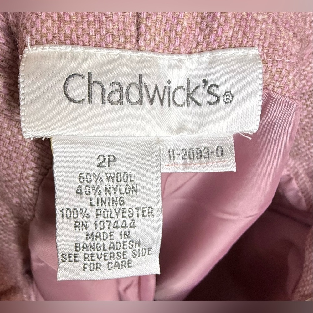 Vintage Chadwick’s pink wool blend tweed lined classic preppy pants career 2 EUC - Picture 11 of 11